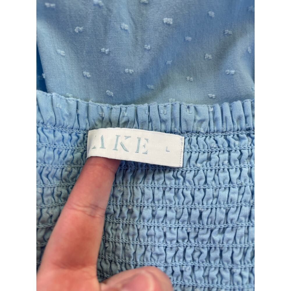Lake Lolly Dress in Morning Blue Swiss Dot Size Large Midi length - Picture 5 of 5